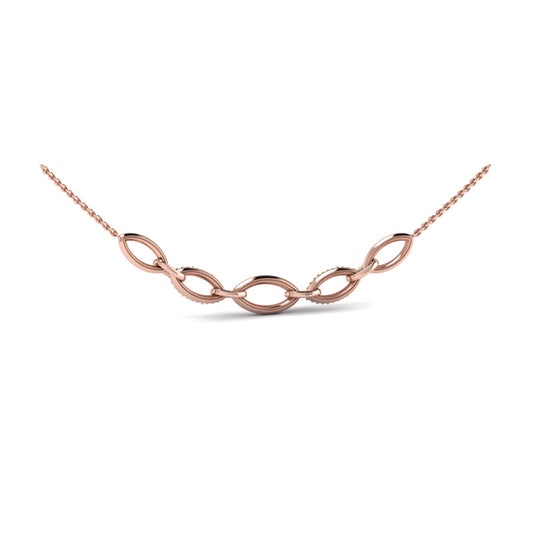 Open Navette Silhouette Alternating Diamonds Necklace