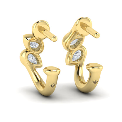 Pear Shaped Diamond Bezel‑Set Two‑Stone Sculpted Hoops