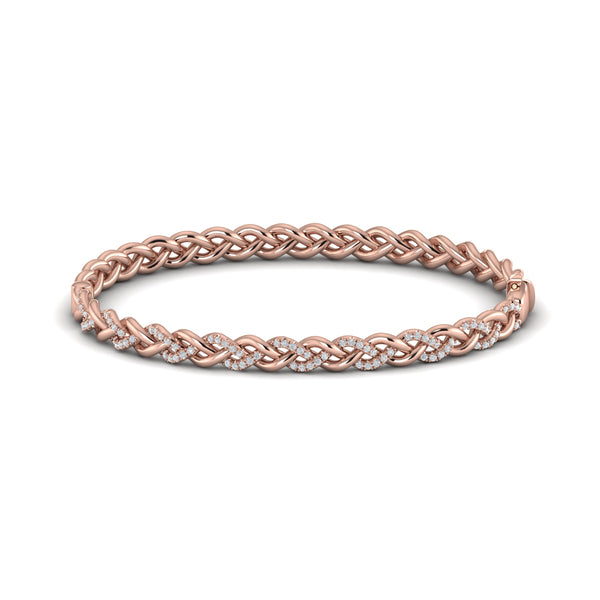 Alternating Diamond Twist Bangle Bracelet