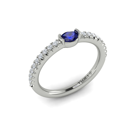 Diamond and Oval Sapphire Centerstone Ring