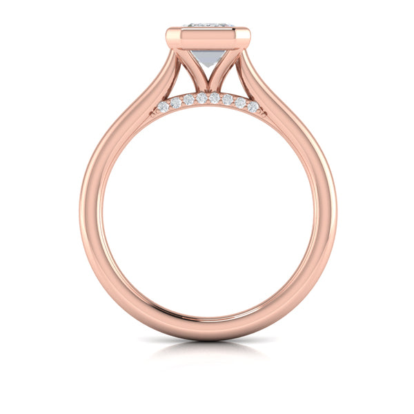 Singular Emerald Cut Bezel Engagement Ring