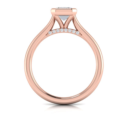 Singular Emerald Cut Bezel Engagement Ring