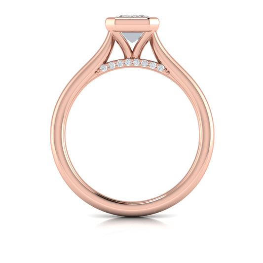 Singular Emerald Cut Bezel Engagement Ring