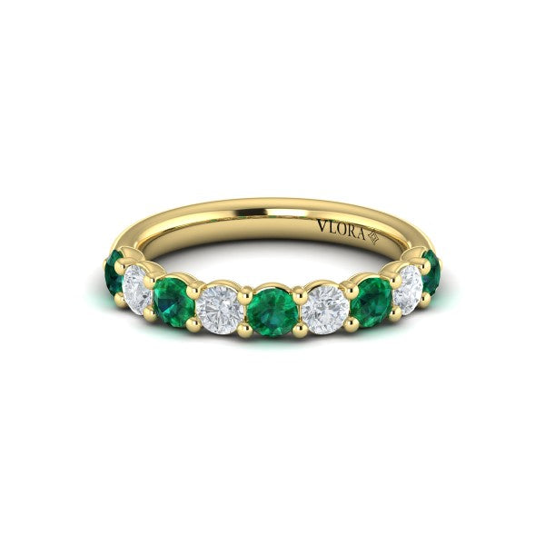 Classic Emerald and Diamond Stackable Band
