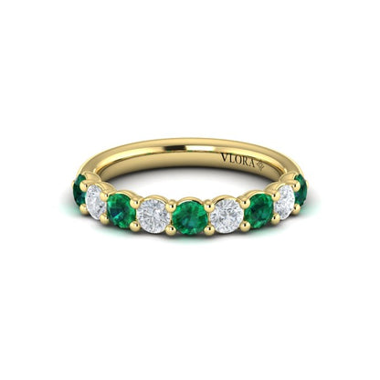 Classic Emerald and Diamond Stackable Band