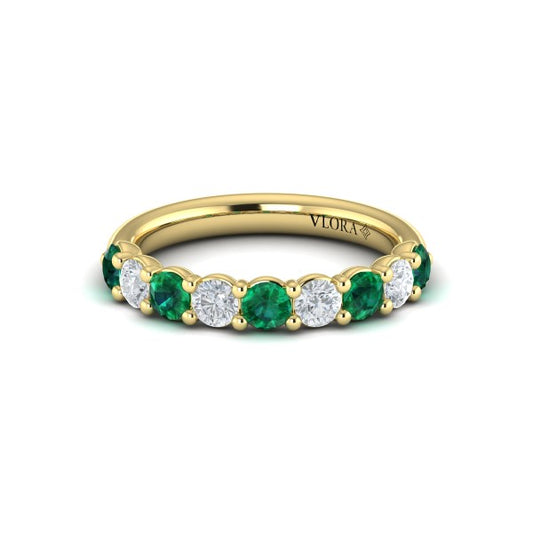 Classic Emerald and Diamond Stackable Band