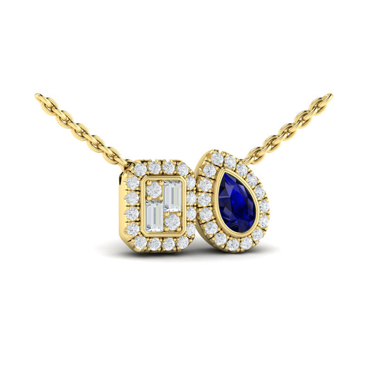 Diamond and Sapphire Toi et Moi Pendant