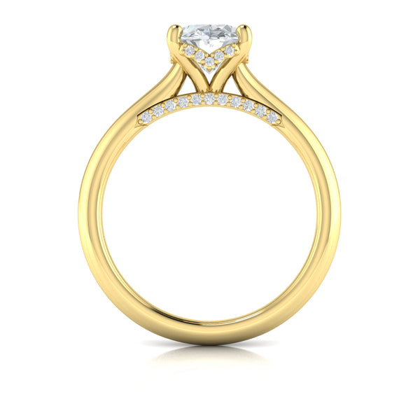 Solitaire Oval Engagement Ring with Hidden Halo