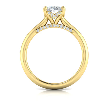Solitaire Oval Engagement Ring with Hidden Halo