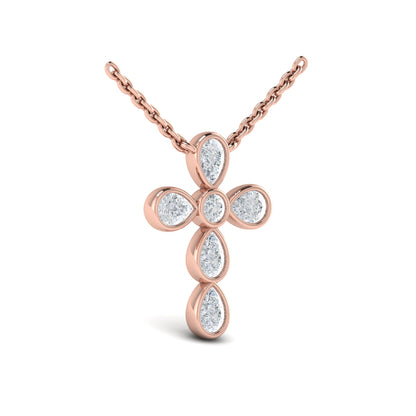 Pear Shape Bezel Set Diamond Cross Pendant
