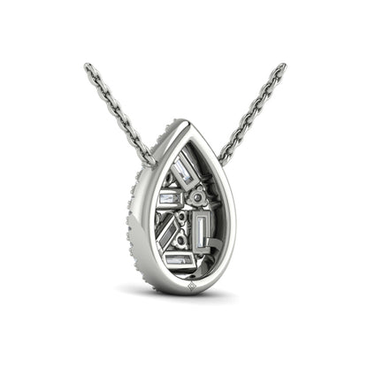 Multi Diamond Tear Drop Baguette Pendant Necklace
