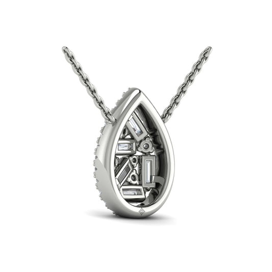 Multi Diamond Tear Drop Baguette Pendant Necklace