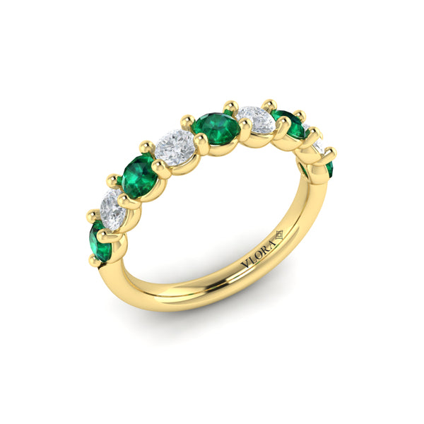 Classic Emerald and Diamond Stackable Band