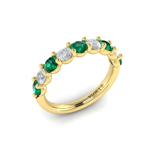 Classic Emerald and Diamond Stackable Band
