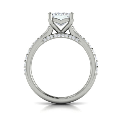 Emerald Cut Straight Row Engagement Ring in Platinum by Vlora Bridal