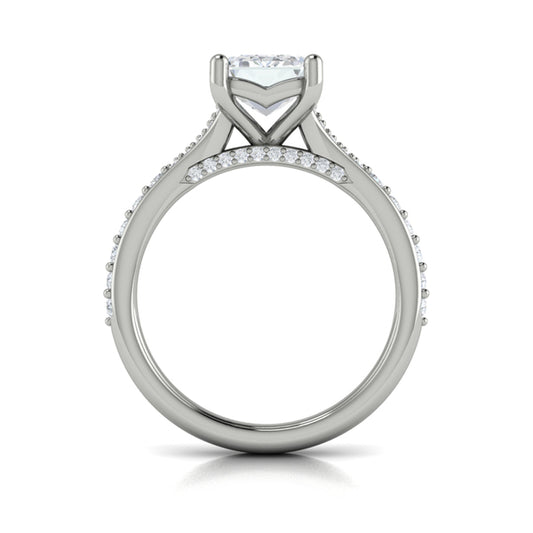 Emerald Cut Straight Row Engagement Ring in Platinum by Vlora Bridal