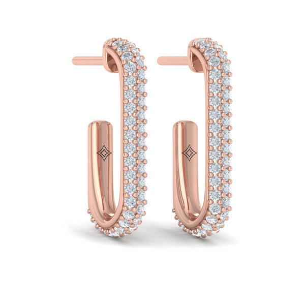 Diamond Elongated Hoop Earrings