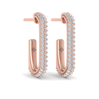 Diamond Elongated Hoop Earrings