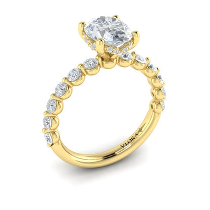 Classic Oval Engagement Ring with Floating Diamond Band