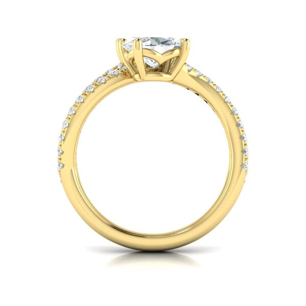 Spiral Oval Two Stone Engagement Ring