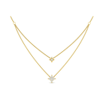 Two Row Diamond Vlora Star Pendant Necklace