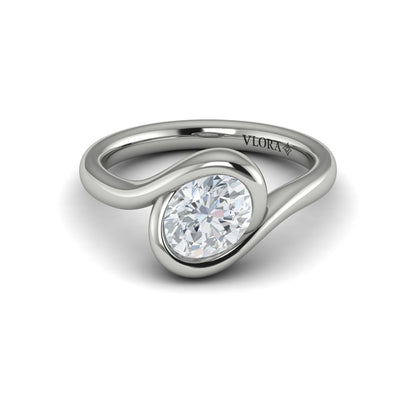 Modern Swirl Bezel Engagement Ring