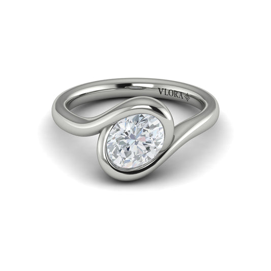 Modern Swirl Bezel Engagement Ring