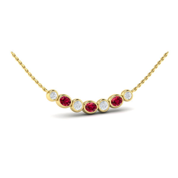Diamond and Ruby Rounded Bezel Pendant