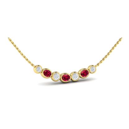 Diamond and Ruby Rounded Bezel Pendant