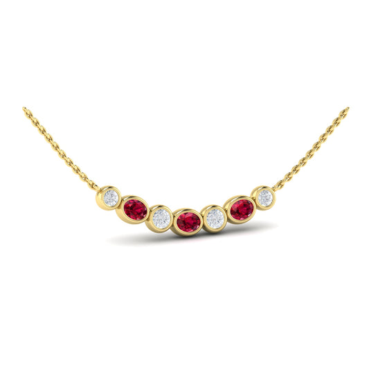 Diamond and Ruby Rounded Bezel Pendant