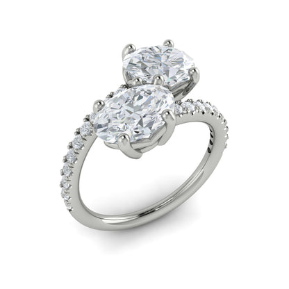 Two Stone Engagement Ring in Platinum by Vlora Bridal
