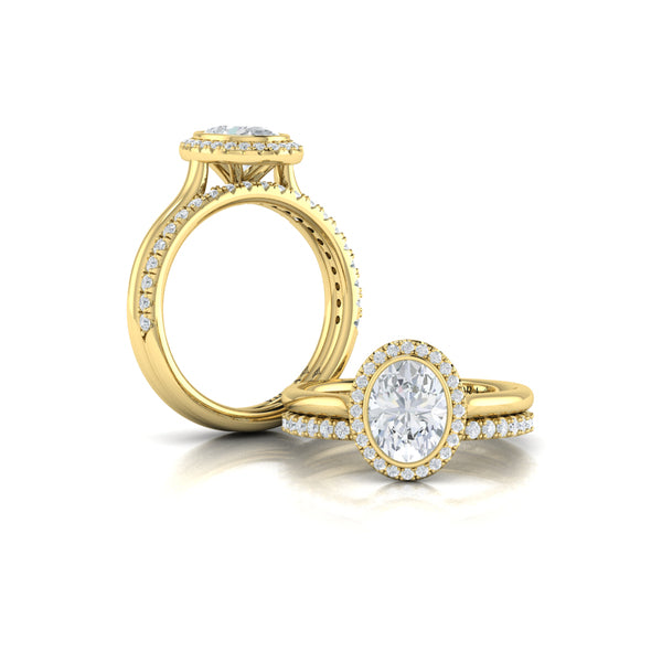 Regal Halo Oval Bezel Engagement Ring