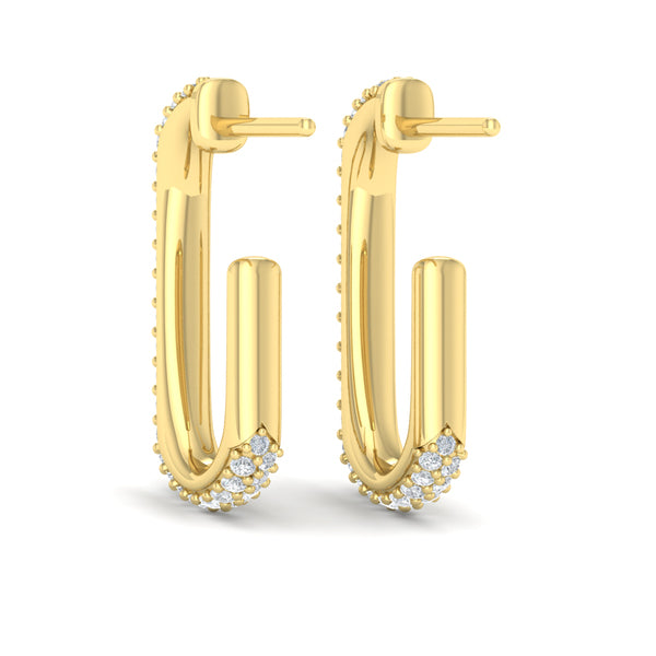 Diamond Elongated Hoop Earrings