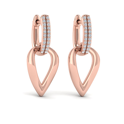 Diamond Accent Open Tear Drop Link Earrings