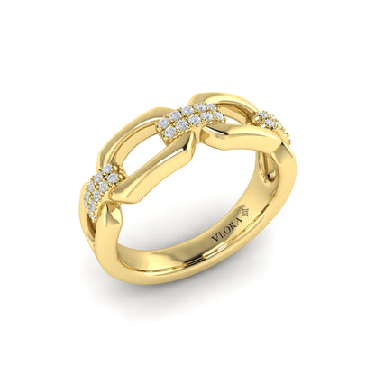 Diamond Accent East West Open Oval Link Ring