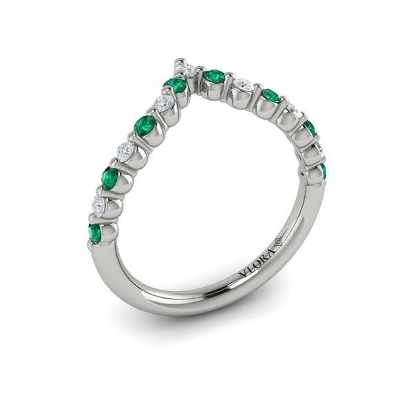 Diamond and Emerald Chevron Ring
