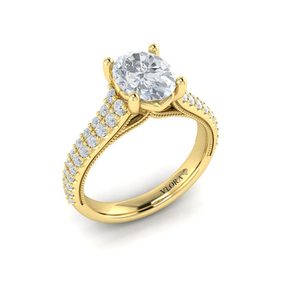 Oval Pave Cathedral Engagement Ring