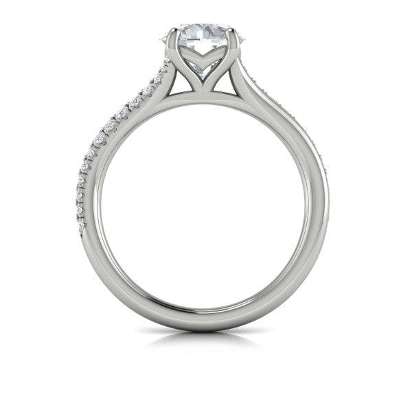 Round Classic, Split Shank Engagement Ring in Platinum by Vlora Bridal