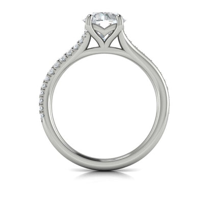 Round Classic, Split Shank Engagement Ring in Platinum by Vlora Bridal
