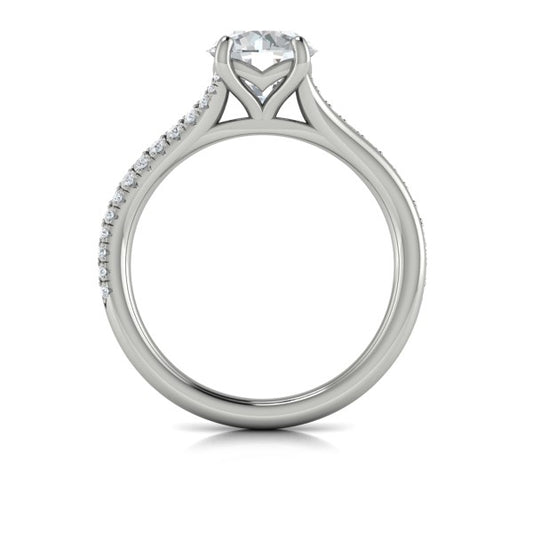 Round Classic, Split Shank Engagement Ring in Platinum by Vlora Bridal