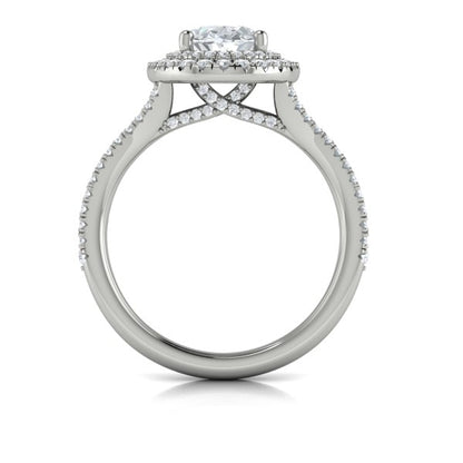 Delicate Double Halo Engagement Ring with Split Shank