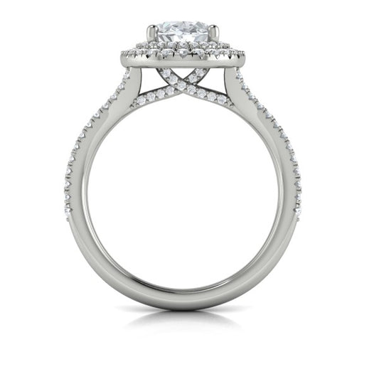 Delicate Double Halo Engagement Ring with Split Shank