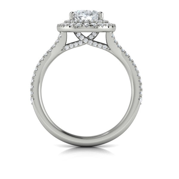 Delicate Double Halo Engagement Ring with Split Shank