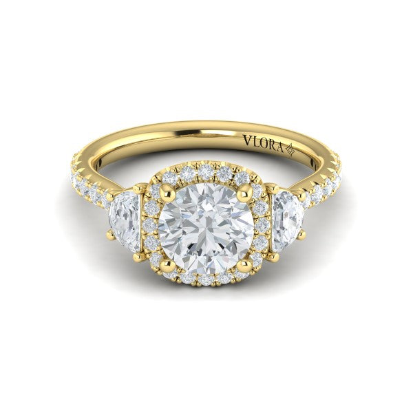 Trio Round Halo Engagement Ring