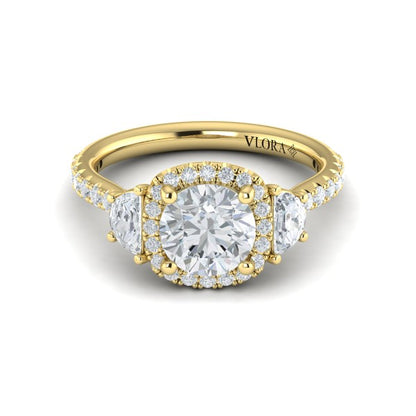 Trio Round Halo Engagement Ring