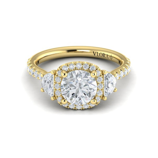 Trio Round Halo Engagement Ring