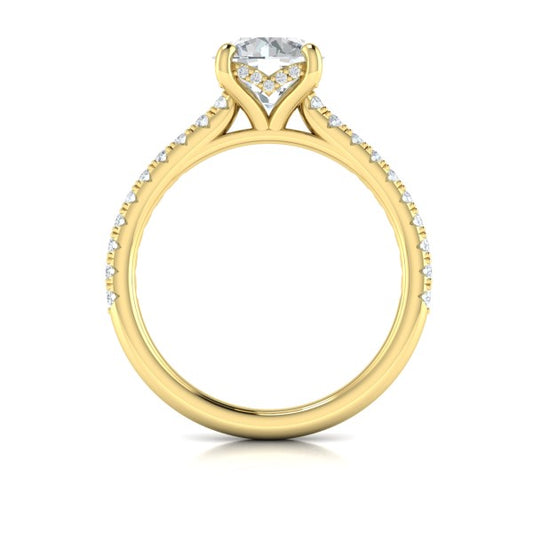 Classic Cathedral Engagement Ring with a Hidden Halo