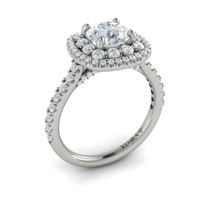 Double Euro Halo Round Engagement Ring