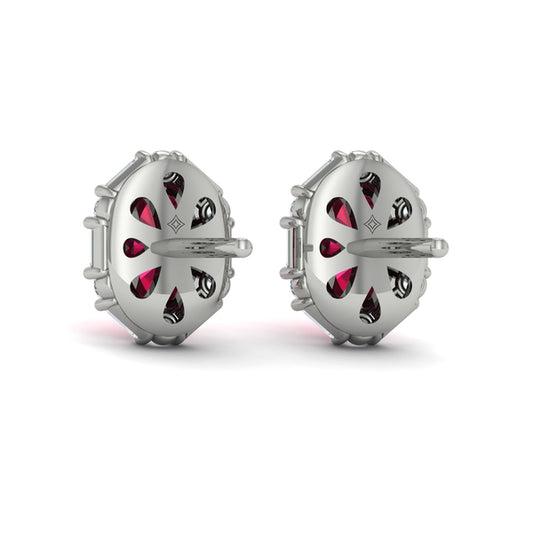 Oval Ruby and Diamond Baguette Earrings