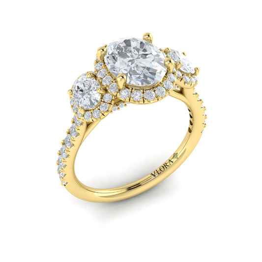 Triple Halo Oval Engagement Ring
